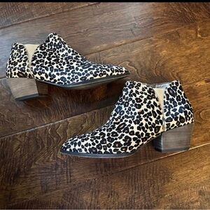CASLON Nora leopard print calf hair booties